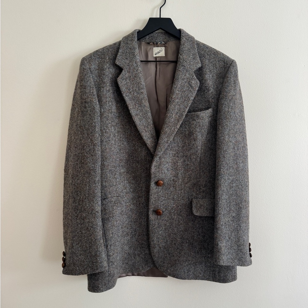 Men's Gray Tweed Blazer - Classic Tailored Jacket HARRIS TWEED